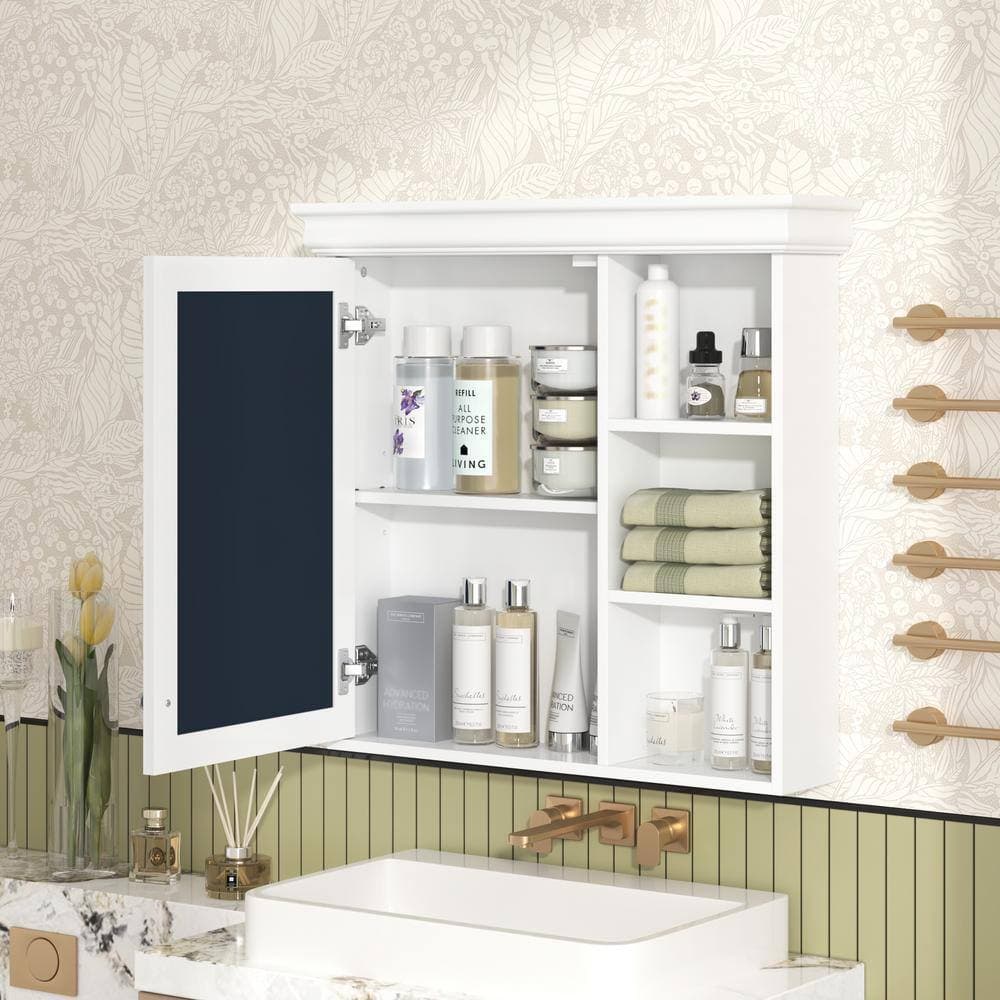 Unbranded 30.07 in. W x 7.16 in. D x 28.74 in. H Wall Mounted Bathroom Storage Wall Cabinet with Mirror,Storage Organizer in White (2)