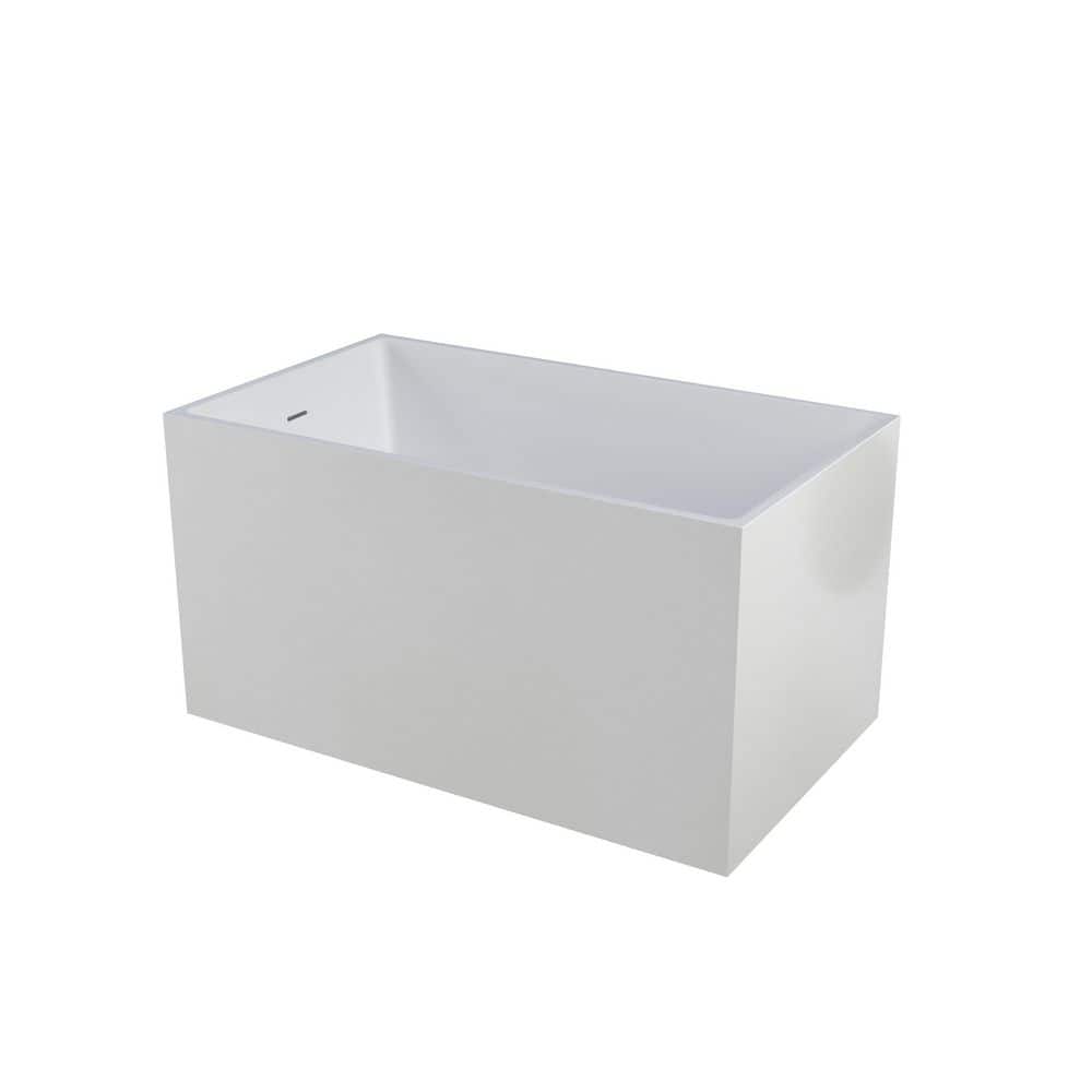 LIVACA 47.24 in. x 27.55 in. Freestanding Soaking Acrylic Bathtub in Gloss White with Ergonomic Design and Built-in Seat (2)