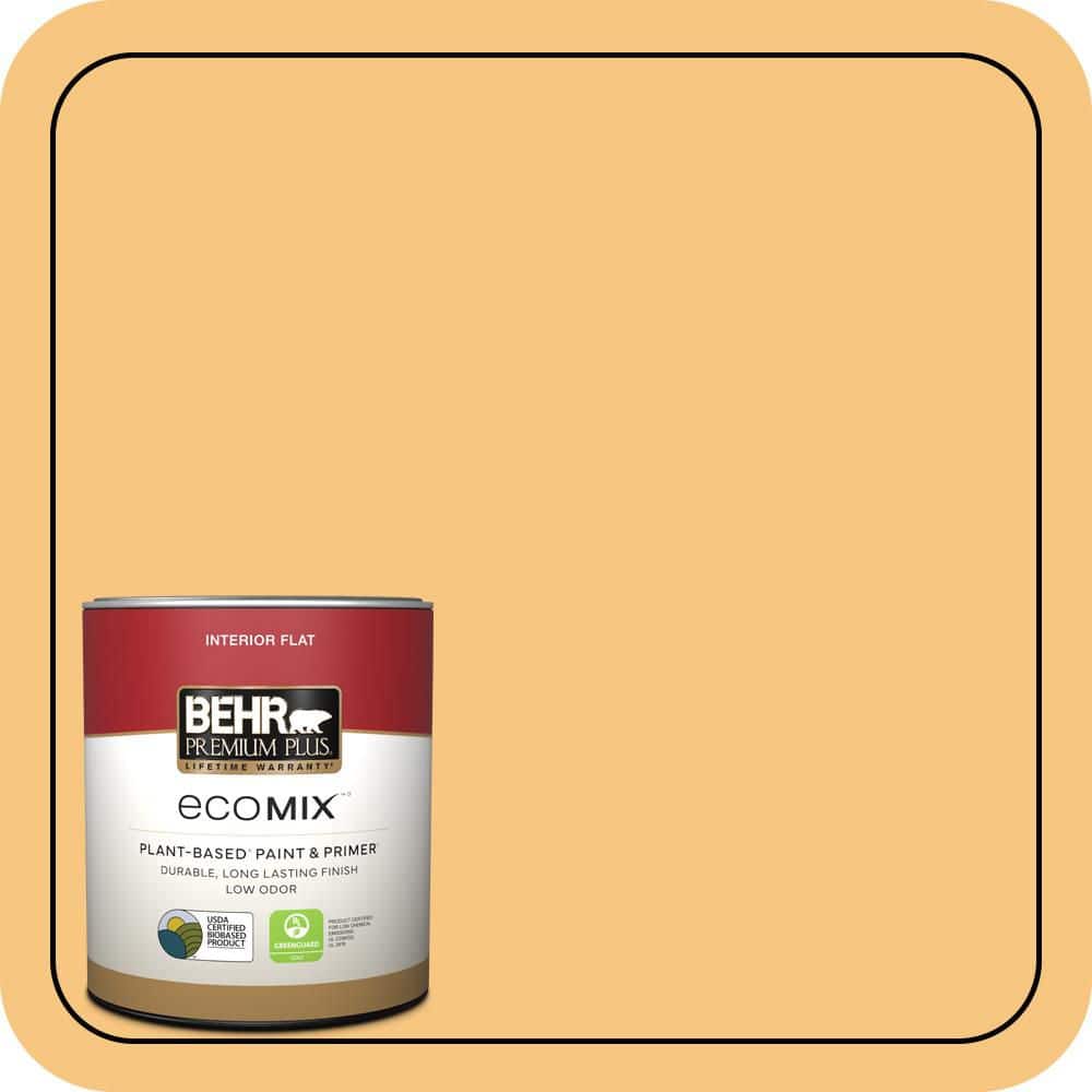 BEHR PREMIUM PLUS 1 qt. #PPU6-07 Jackfruit Flat EcoMix Plant-Based Interior Paint & Primer (1)