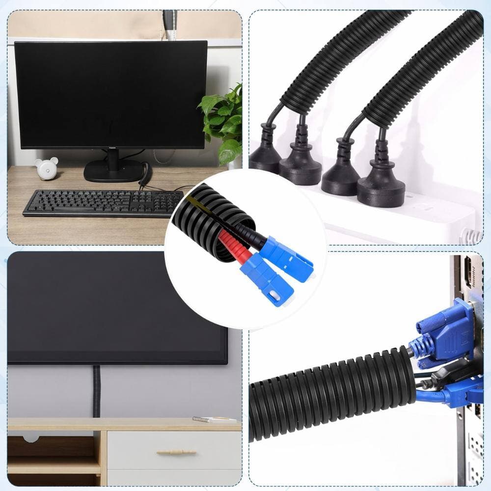 Unbranded 1 in x 60 ft Split Wire Loom Tubing Kit with 2 Insertion Tools, Flexible Polyethylene Cable Sleeve (3)