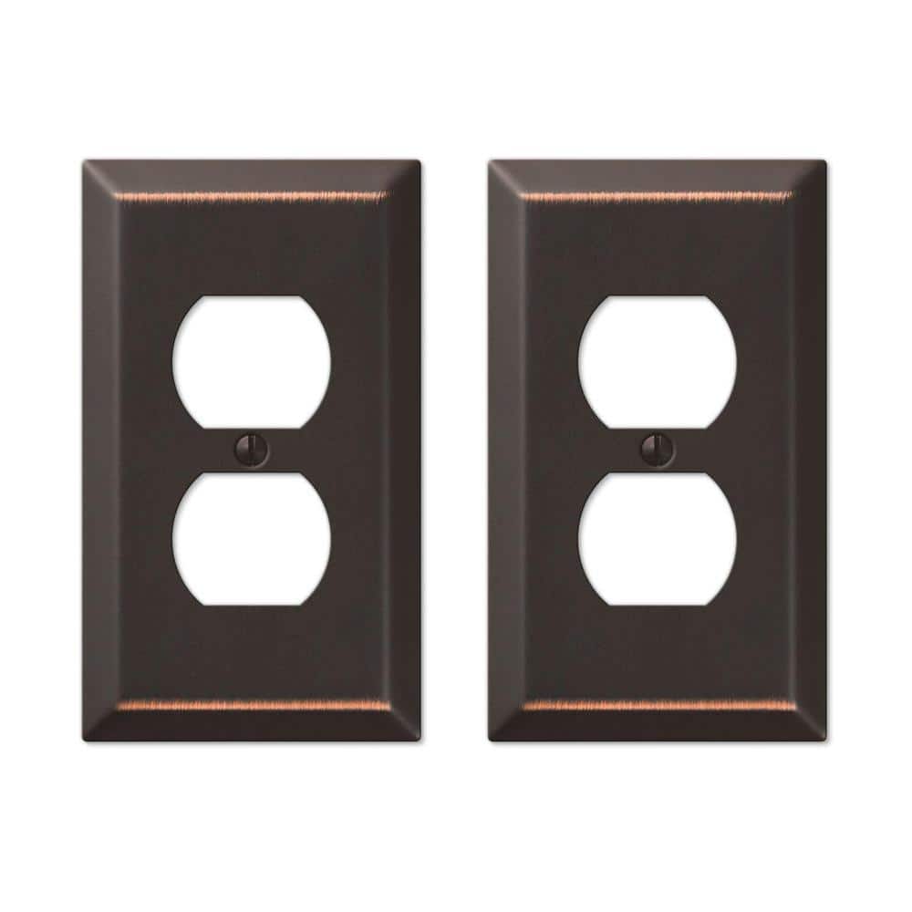 Hampton Bay Metallic 1 Gang Duplex Steel Wall Plate - Aged Bronze (2-Pack)