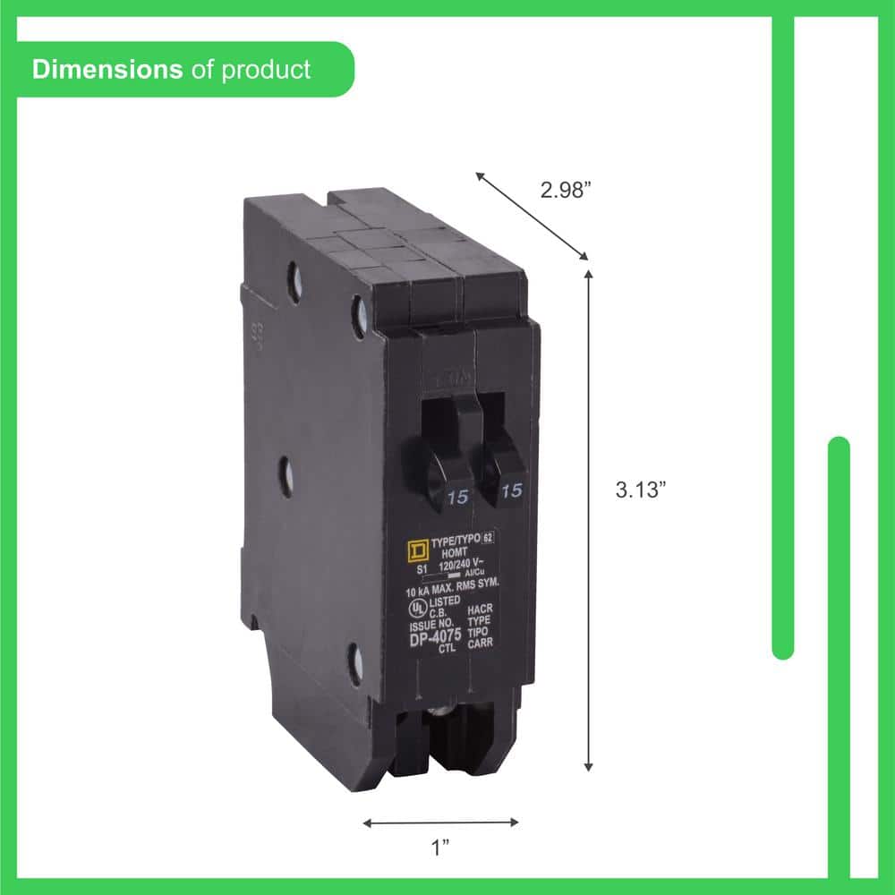 Square D Homeline 15-Amp 20-Amp Single-Pole Tandem Circuit Breaker (HOMT1520CP) (4)