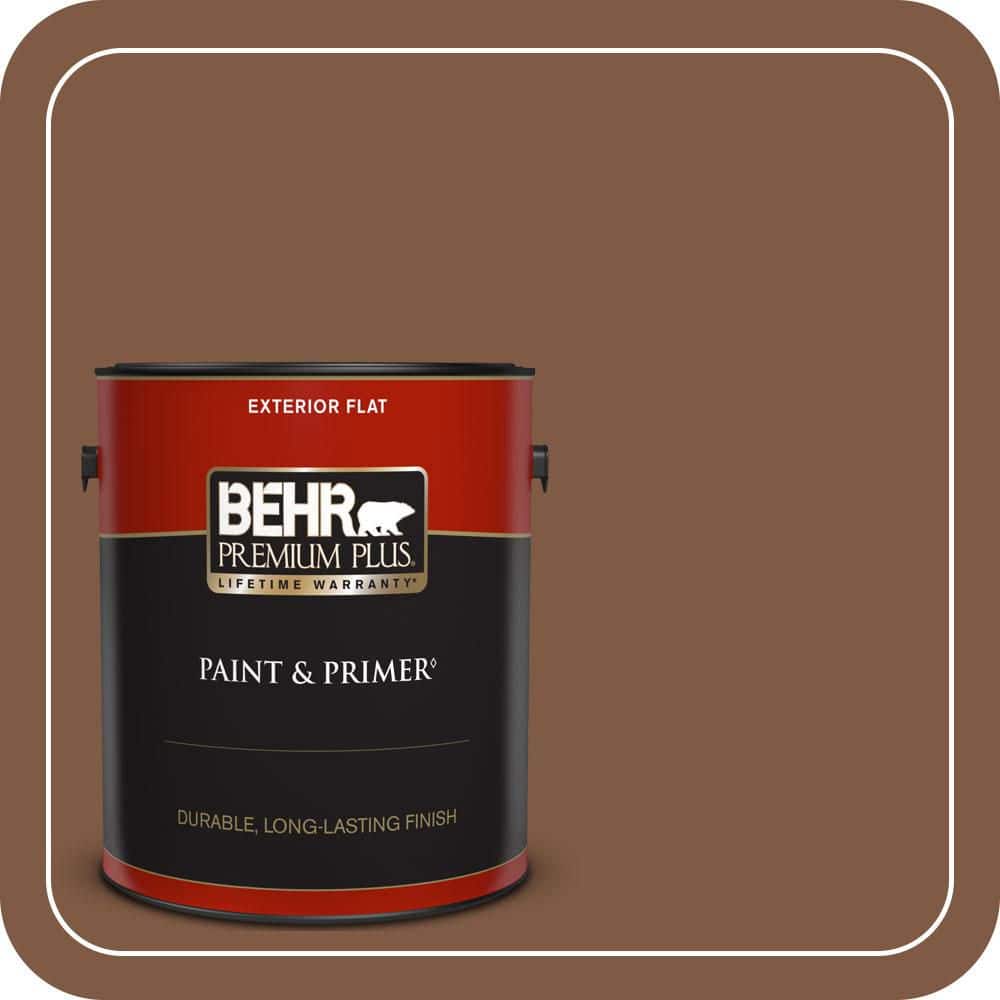 BEHR PREMIUM PLUS 1 gal. #T12-2 Stagecoach Flat Exterior Paint & Primer