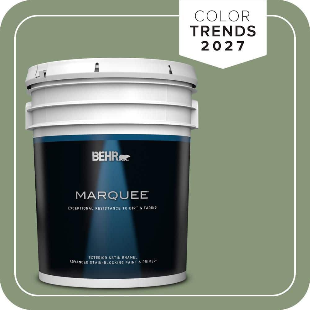 BEHR MARQUEE 5 gal. #S390-5 Laurel Tree Satin Enamel Exterior Paint & Primer (1)