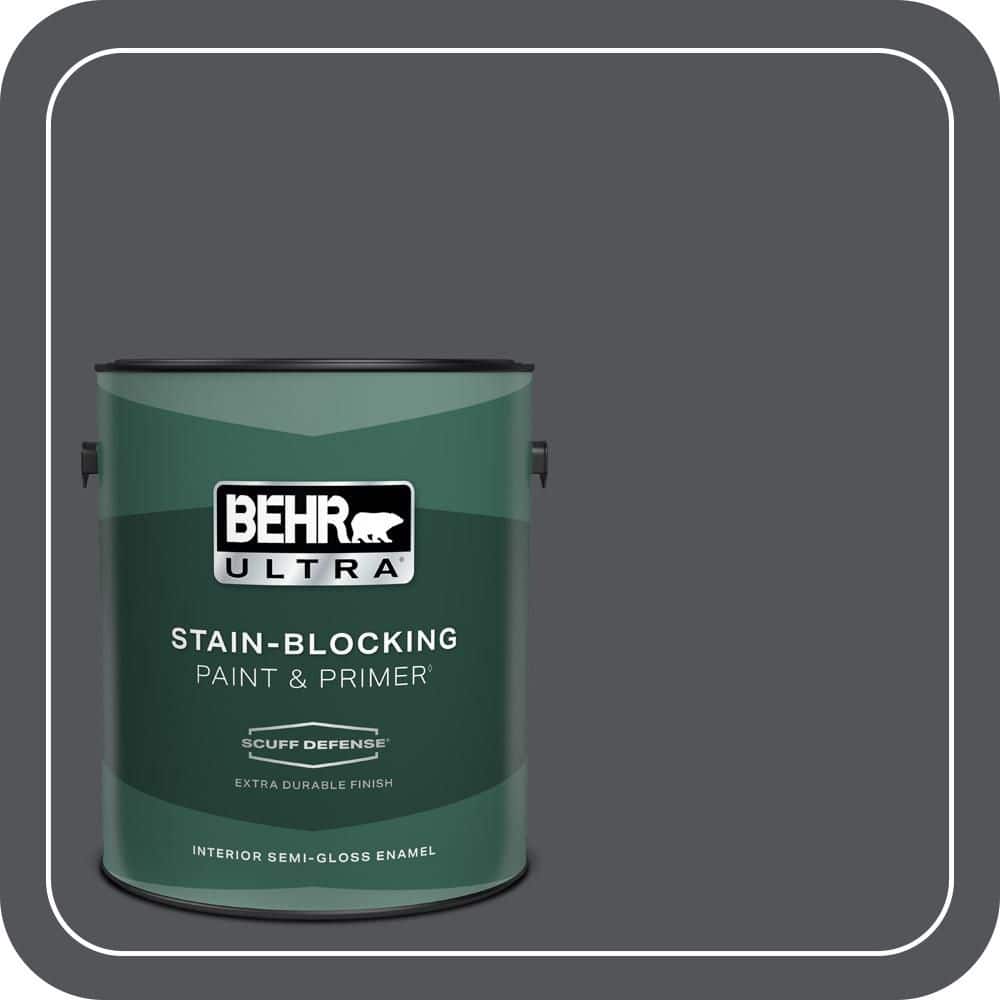 BEHR ULTRA 1 gal. #N510-6 Orion Gray Extra Durable Semi-Gloss Enamel Interior Paint & Primer