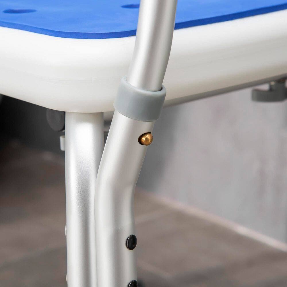 Siavonce EVA Padded Shower Chair with Arms and Back, Bath Seat with Adjustable Height, Anti-slip Shower Seat for Disabled, Blue (2)