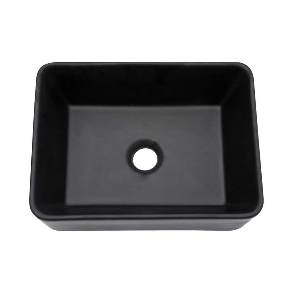 Tahanbath 16 in Corner Bathroom Sink in Matte Black (1)