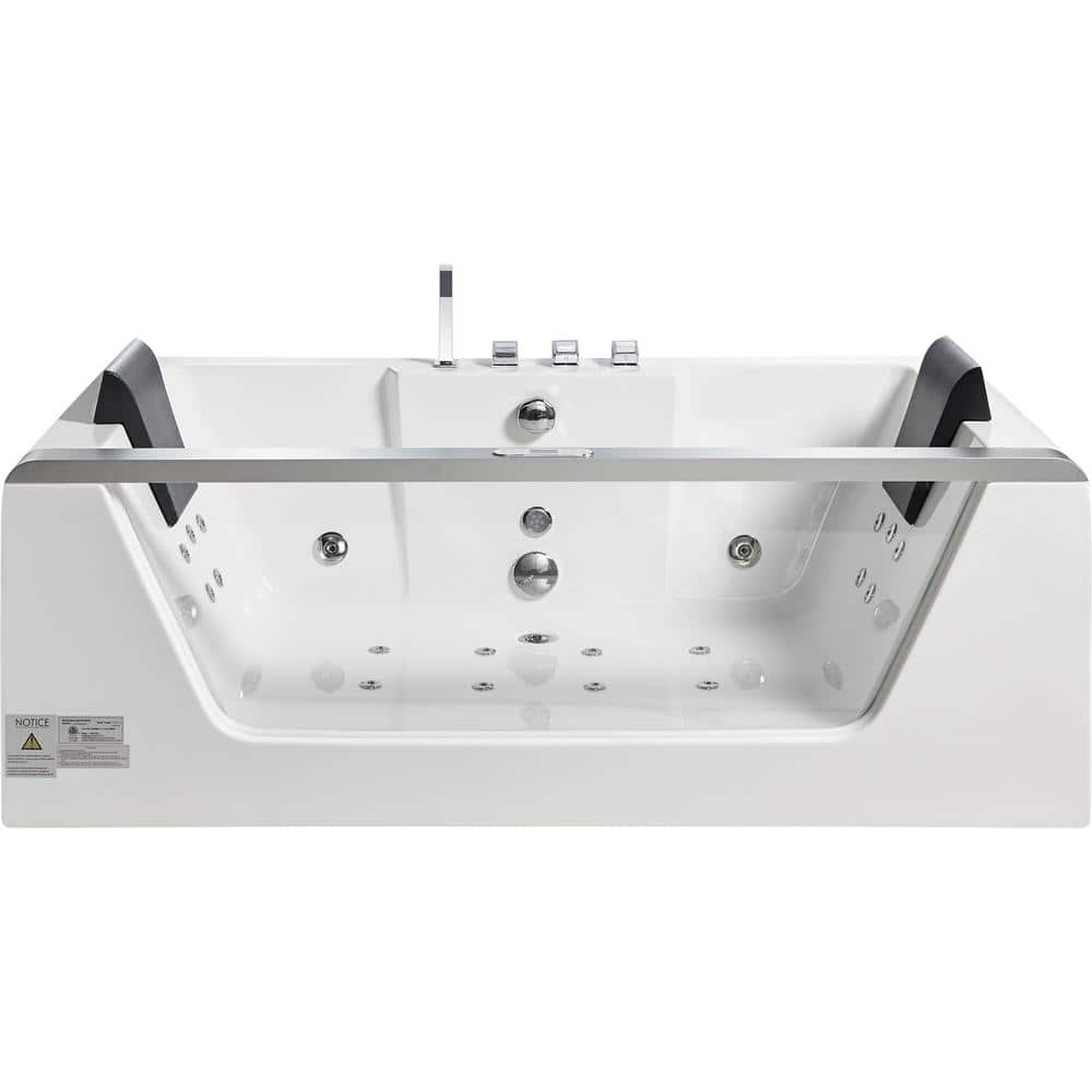 EAGO AM196ETL 71 in. Acrylic Flatbottom Whirlpool Bathtub in White (2)