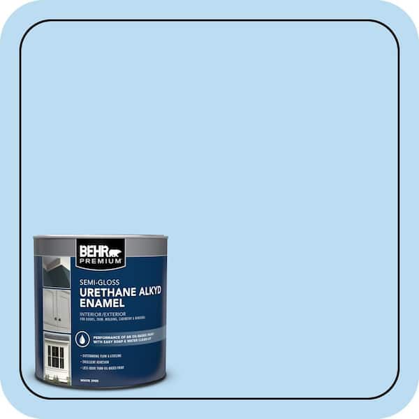 BEHR PREMIUM 1 qt. #P510-1 Greek Isles Semi-Gloss Enamel Urethane Alkyd Interior/Exterior Paint (2)