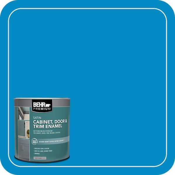 BEHR PREMIUM 1 qt. #MQ4-57 Celebration Blue Satin Enamel Interior/Exterior Cabinet, Door & Trim Paint (2)