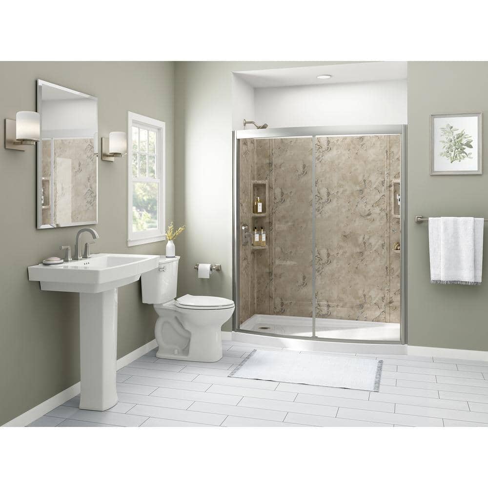 American Standard Ovation 32 in. x 60 in. x 72 in. 5-Piece Glue-Up Alcove Shower Wall Set in Celestial Marble (3)