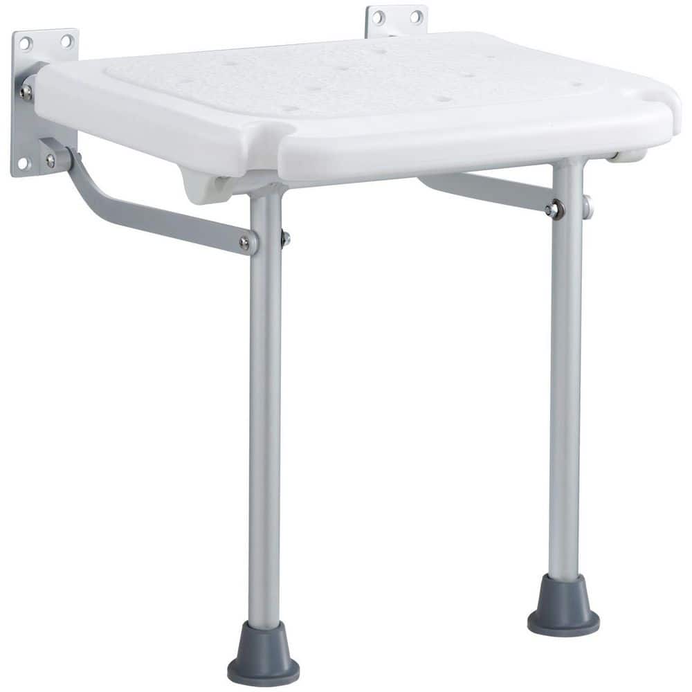 Tahanbath 15.7 in. W Foldable Wall-Mount Walk In Shower Seat, Heavy Duty PE Chair for Bathroom in White (1)