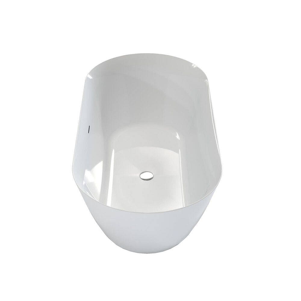 LIVACA 59.06 in. x 28.74 in. Deep Soaking Acrylic Freestanding Bathtub with Center Drain in Glossy White (2)