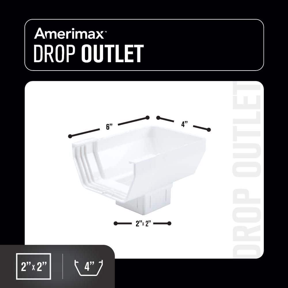 Amerimax Home Products 4 in. White Vinyl Contemporary Gutter End with 2 in. x 2 in. Drop Outlet (4)