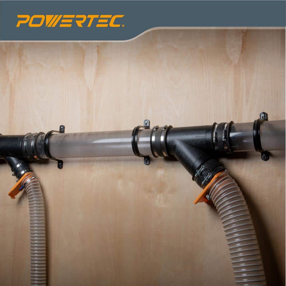 POWERTEC 4 in. x 36 in. Long Clear PVC Pipe Rigid Plastic Tubing and 5PK Hangers for 4 in. Dust Collection Pipe and Hose (3)