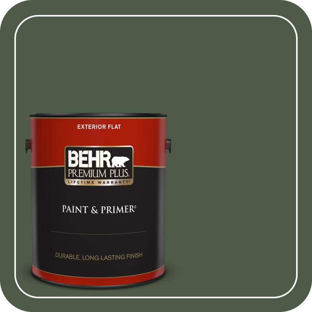 BEHR PREMIUM PLUS 1 gal. #440F-7 Fresh Pine Flat Exterior Paint & Primer