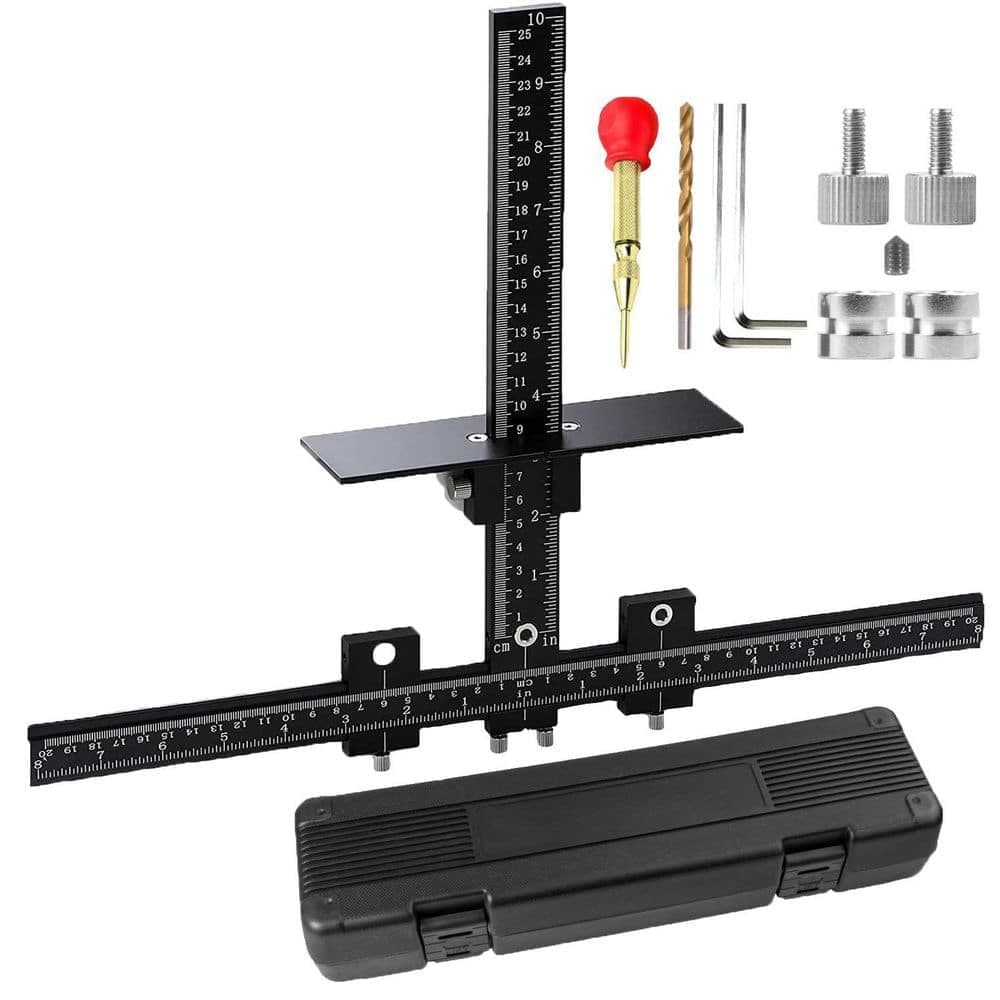 Unbranded All Aluminum Alloy Adjustable Drill Guide Cabinet Hardware Jig Tool with Precision Template for Doors Drawers (1-Pack) (1)