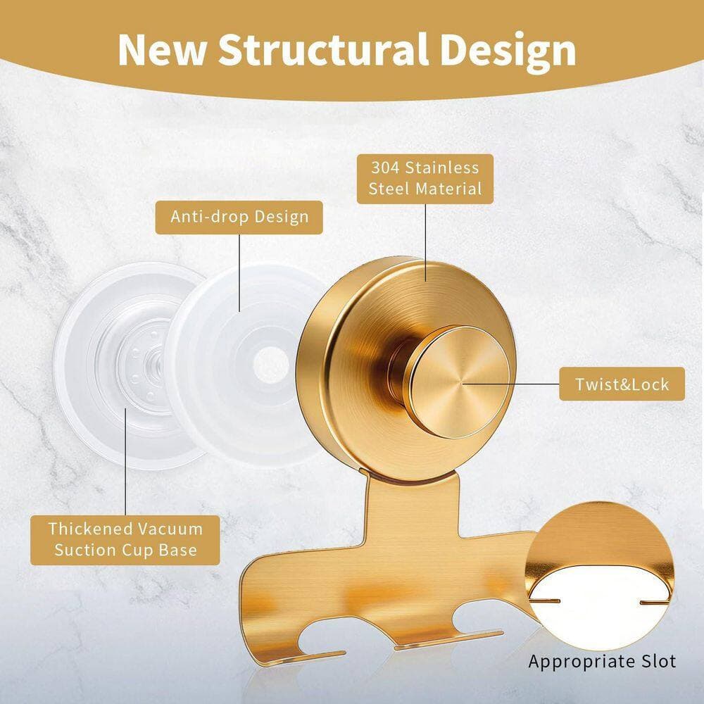 Unbranded Brushed Nickel J-Hook 2 Pack Gold 304 Stainless Steel Suction Cup Robe Towel Razor Robe Hooks No Drill Heavy Duty (3)