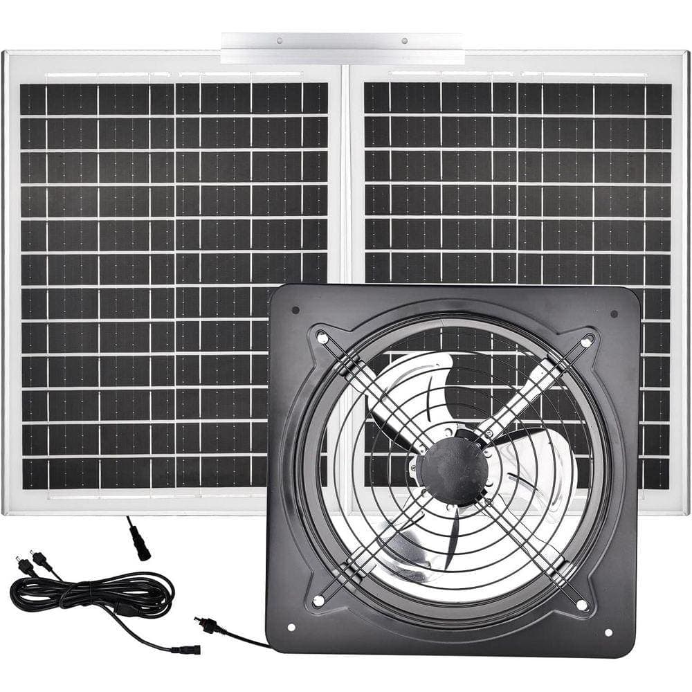 KIWDZFU 40W Solar Attic Fan Kit with 25W DC Fan for Roof Vent, Attic, Greenhouse (1)