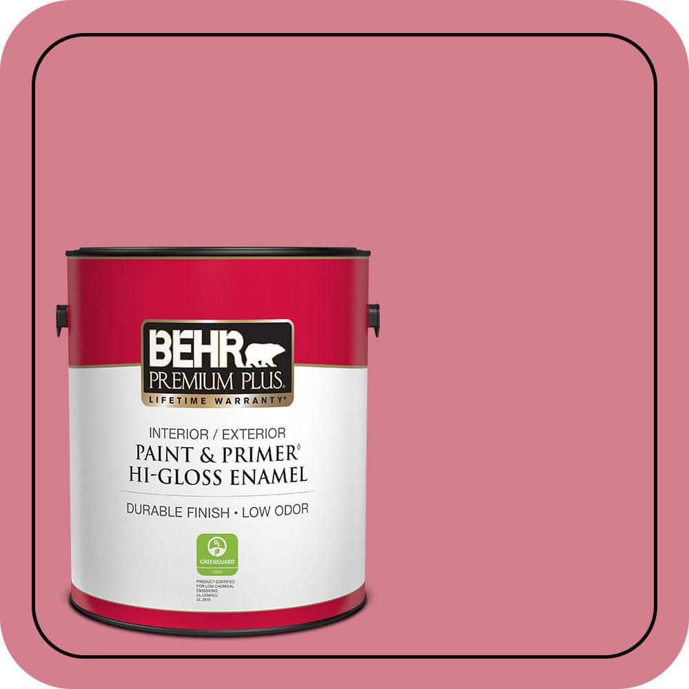 BEHR PREMIUM PLUS 1 gal. #P140-4 I Pink I Can Hi-Gloss Enamel Interior/Exterior Paint & Primer