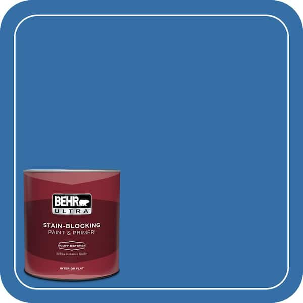 BEHR ULTRA 1 qt. #P520-6 Mega Blue Extra Durable Flat Interior Paint & Primer (2)