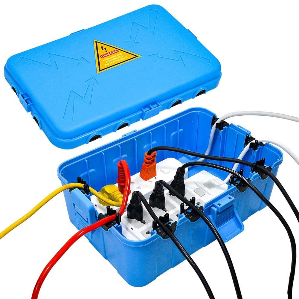 Lukyamzn 12.5 in. D x 8.5 in. W x 5 in. H Plastic Blue Outdoor Electrical Box 1-Gang with IP54 Waterproof and Weatherproof
