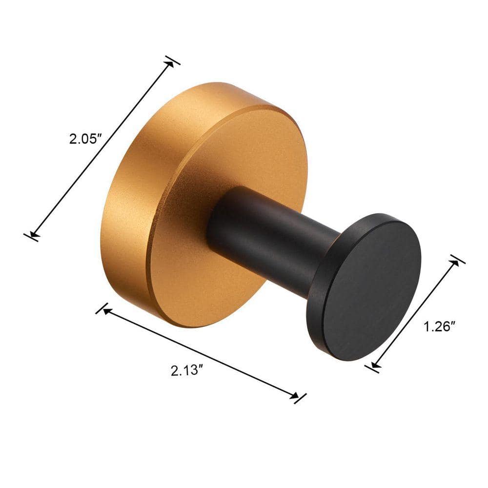 Unbranded Aluminium Round Base Bathroom Robe Hook and Towel Hook in Golden Black (4-Pack) (2)