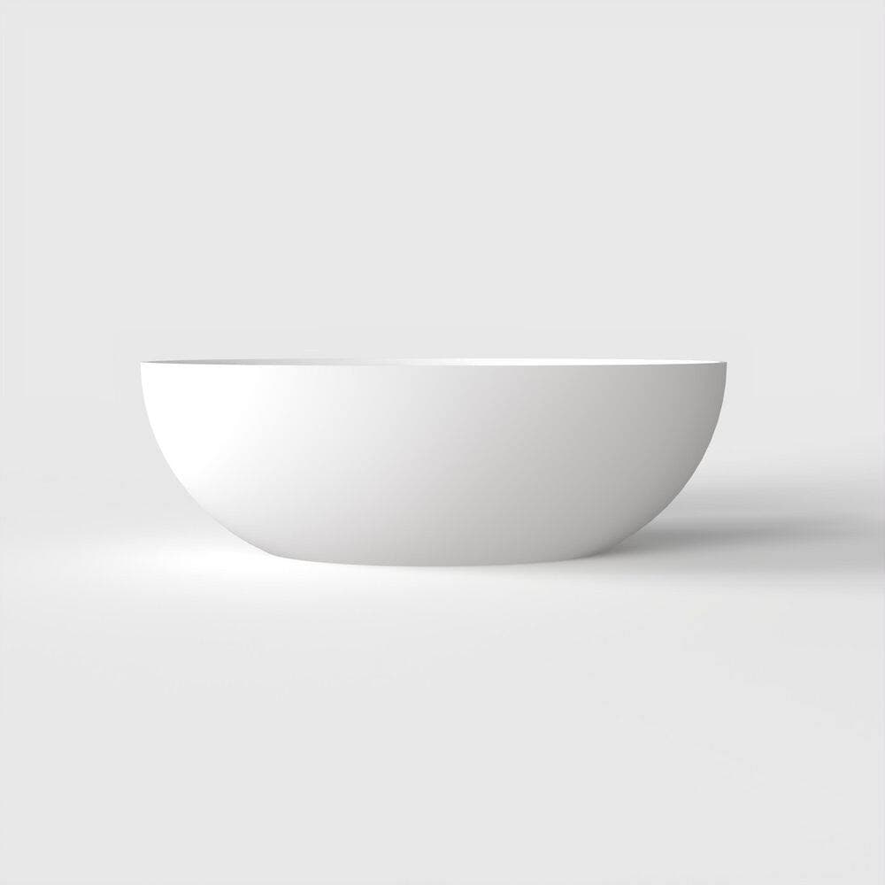 WELLFOR 67 in. x 39 in. Artificial Stone Soaking Bathtub in Matte White Solid Surface Modern Tub with Overflow and Pop-up Drain (3)