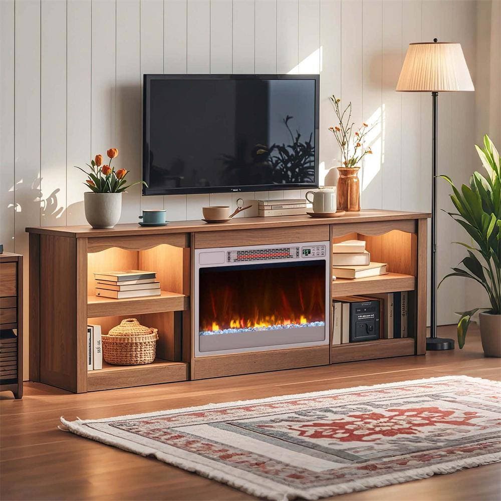 Costway 23 in. Infrared Quartz Electric Fireplace Insert with Remote Control Silver (3)