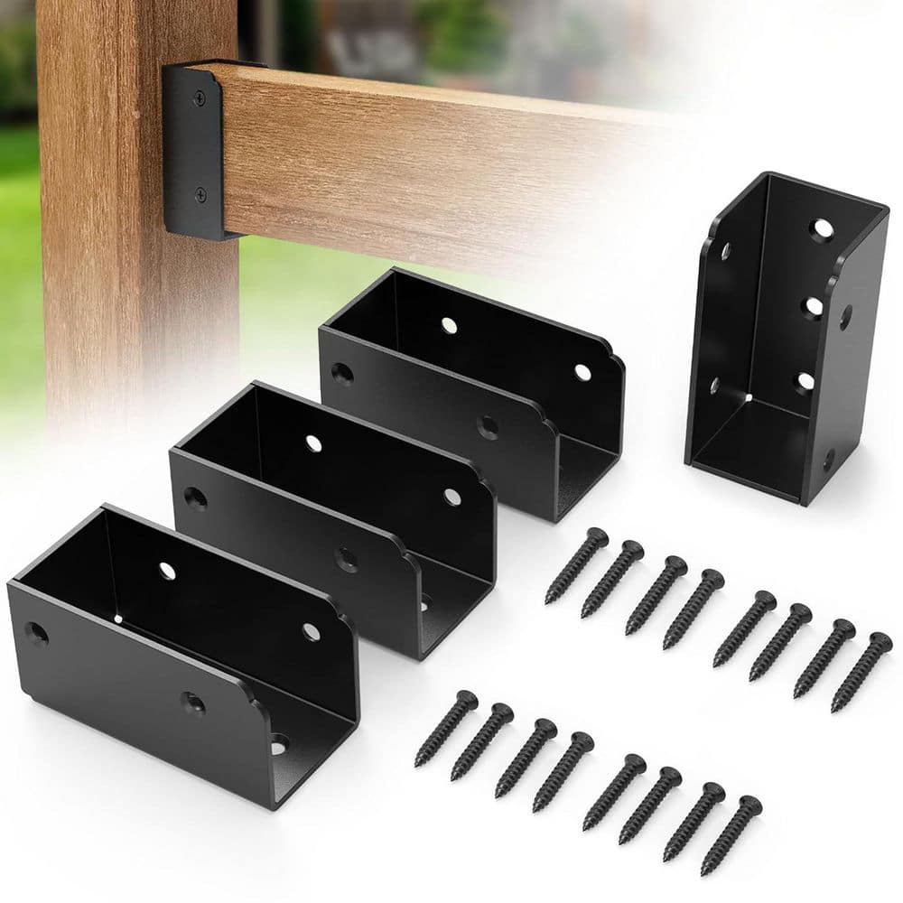 Afoxsos 4 Pcs 2x4 Stainless Steel Deck Railing Brackets Connectors for Stair Fence Railings Decking Wood Post (1)
