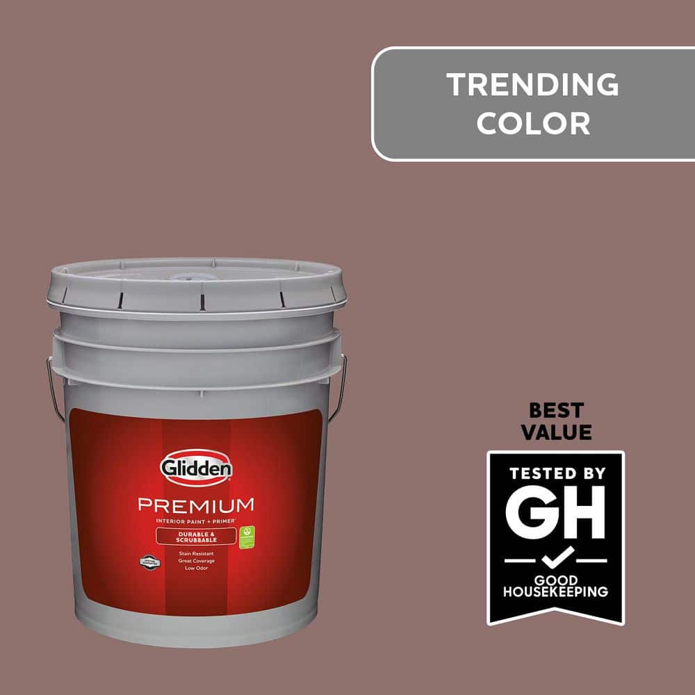 Glidden Premium 5 gal. PPG1054-6 Oakwood Brown Flat Interior Latex Paint