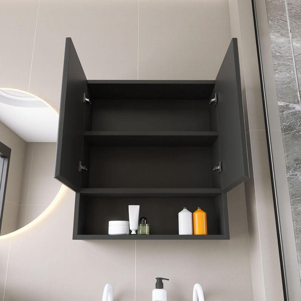 TCYO 26 in. W x 8 in. D x 30 in. H Bathroom Storage Wall Cabinet in Black (2)