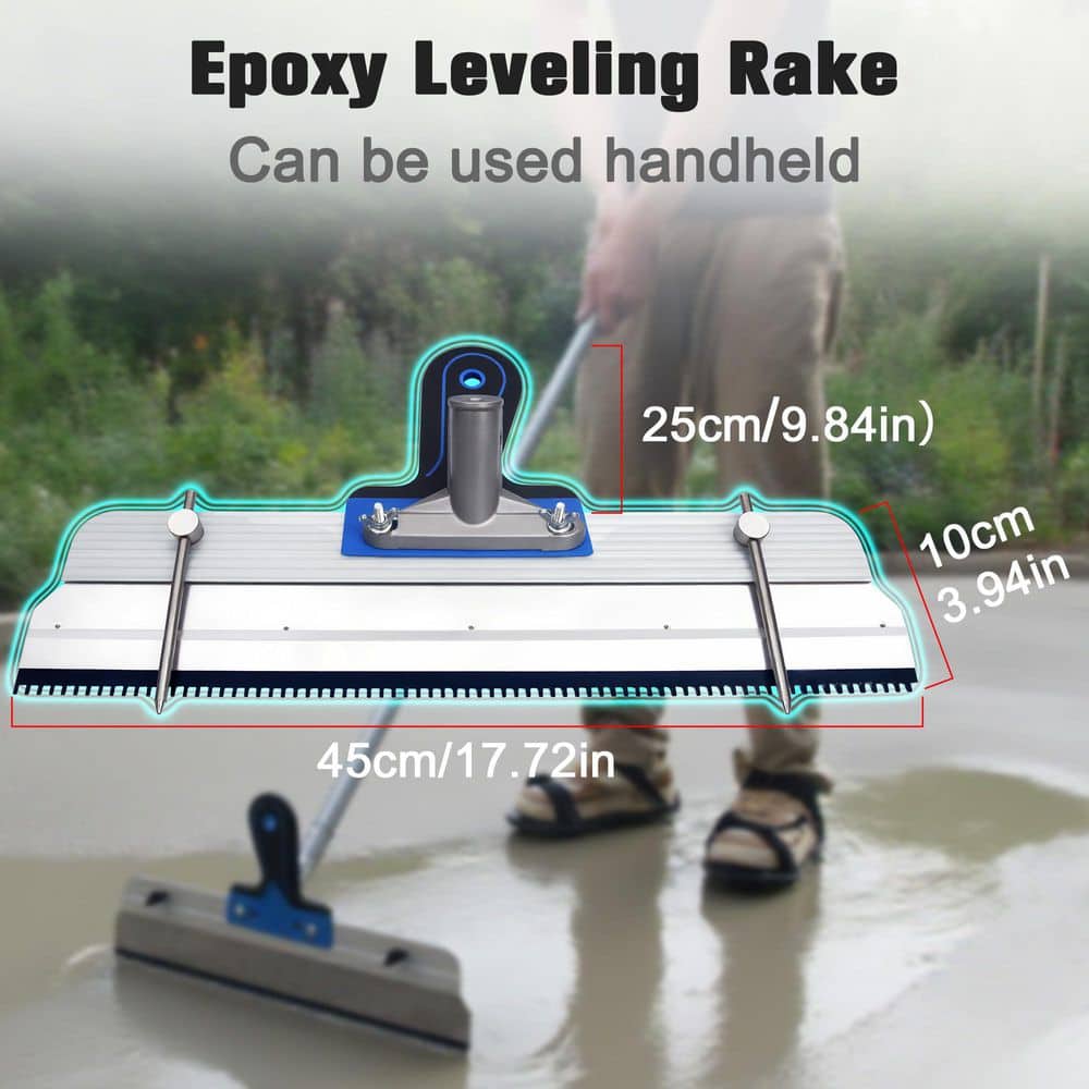 Unbranded Multi-Color Self-Leveling Floor Tool Kit with Rake, Spike Rollers, Paint Roller, Spiked Shoes, Extension Pole, Gloves (3)