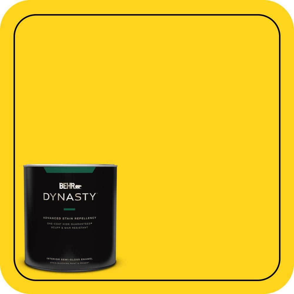 BEHR DYNASTY 1 qt. #S-G-390 Lemon Zest Semi-Gloss Enamel Interior Stain-Blocking Paint and Primer