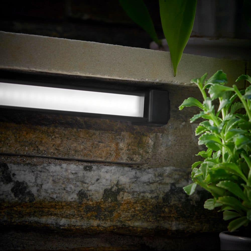 Hampton Bay Small 150 Lumen Low Voltage Matte Black LED Weather Resistant Outdoor Landscape Path Light with Hardscape Adapter (4)