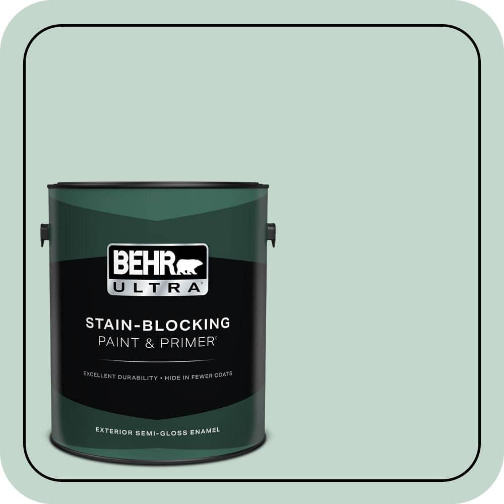 BEHR ULTRA 1 gal. #470E-3 Aqua Smoke Semi-Gloss Enamel Exterior Paint & Primer