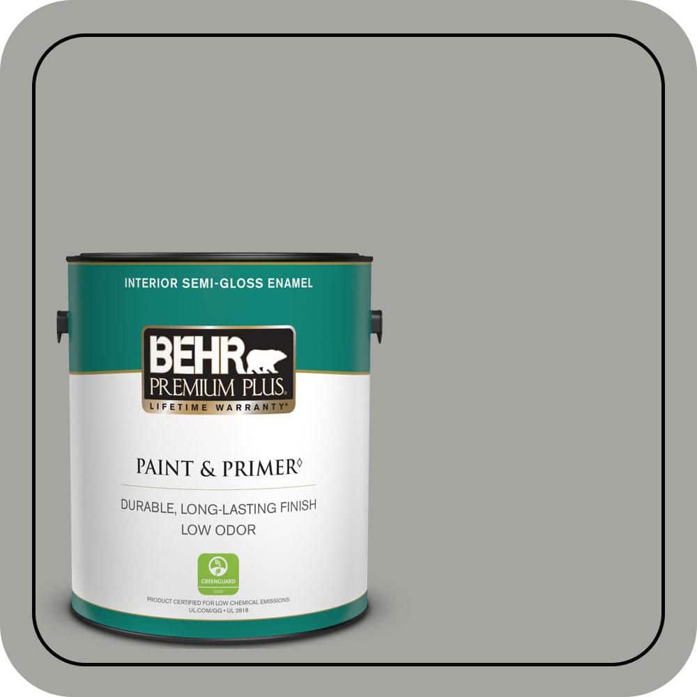 BEHR PREMIUM PLUS 1 gal. #PPU24-18 Great Graphite Semi-Gloss Enamel Low Odor Interior Paint & Primer