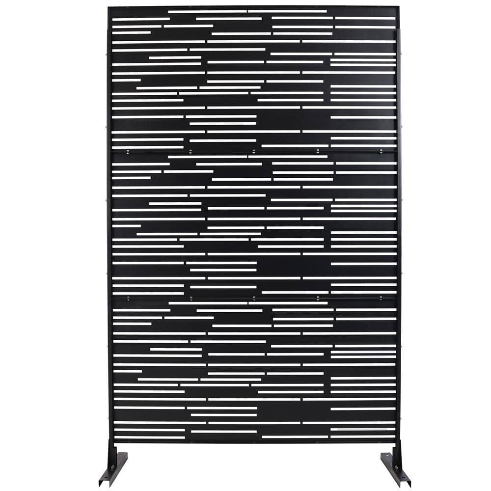 Kahomvis 6.3 ft. x 4 ft. Black Outdoor Steel Decorative Privacy Screen, Indoor Metal Privacy Fence Panel (1)