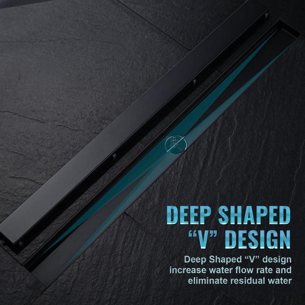 ARCORA 32 in. Stainless Steel Linear Slip In Shower Drain with Removable Cover Grate in Matte Black (3)