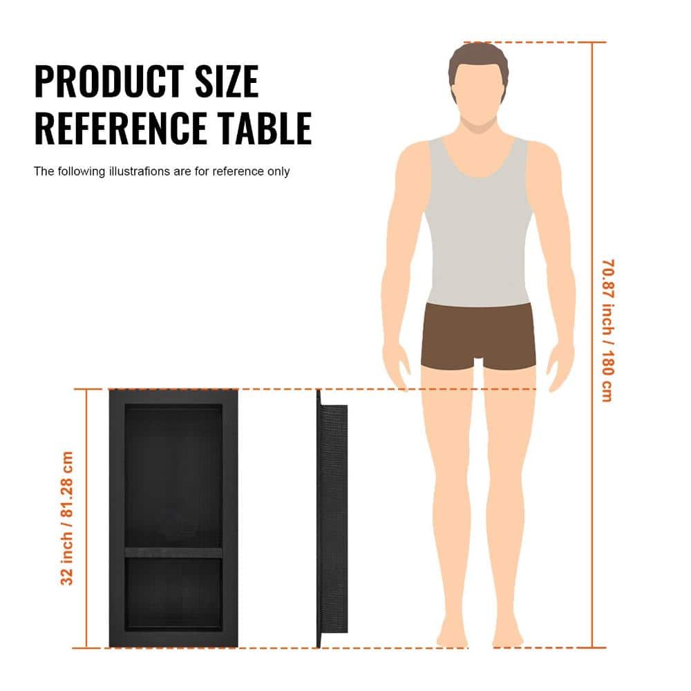 HONGGE Shower Niche Ready for Tile 16 in. x 32 in., Double Shelf Recessed Wall Niche, Waterproof Storage Insert, Black (3)