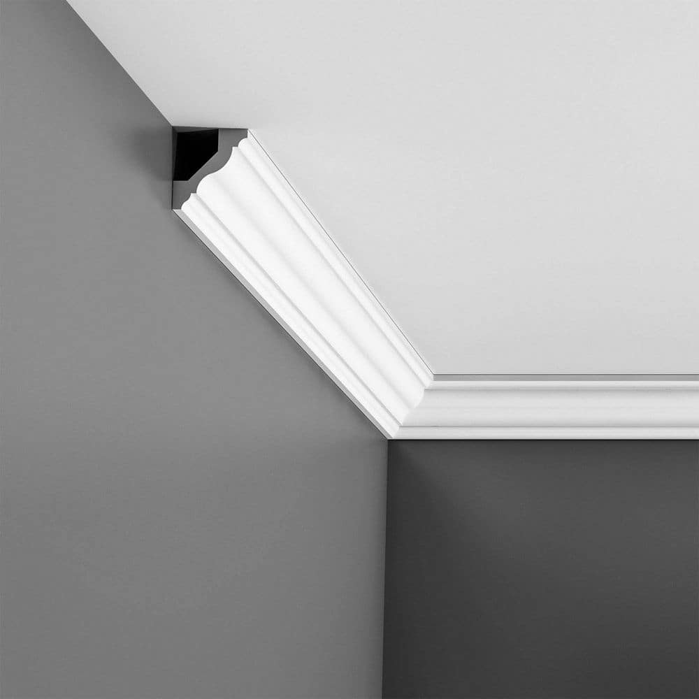 ORAC DECOR 1-5/8 in. x 1-3/4 in. x 78-3/4 in. Primed White Plain Polystyrene Crown Moulding (4-Pack) (3)