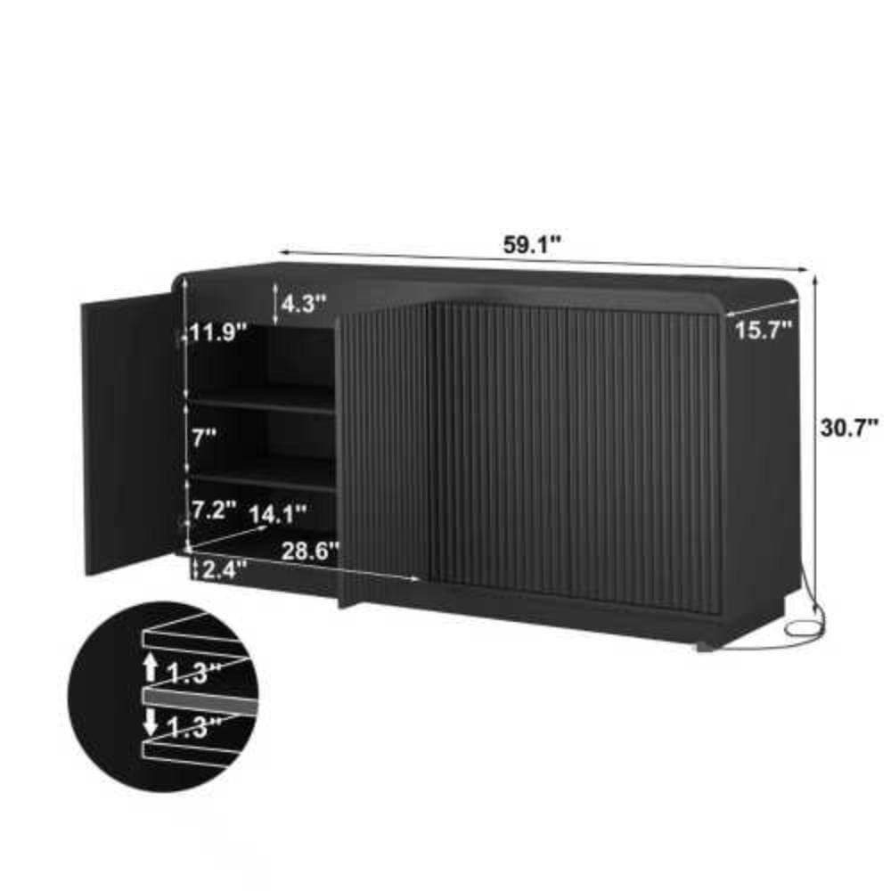 Unbranded 59.1 in. W x 15.7 in. D x 30.7 in. H Bathroom Black Linen Cabinet (2)