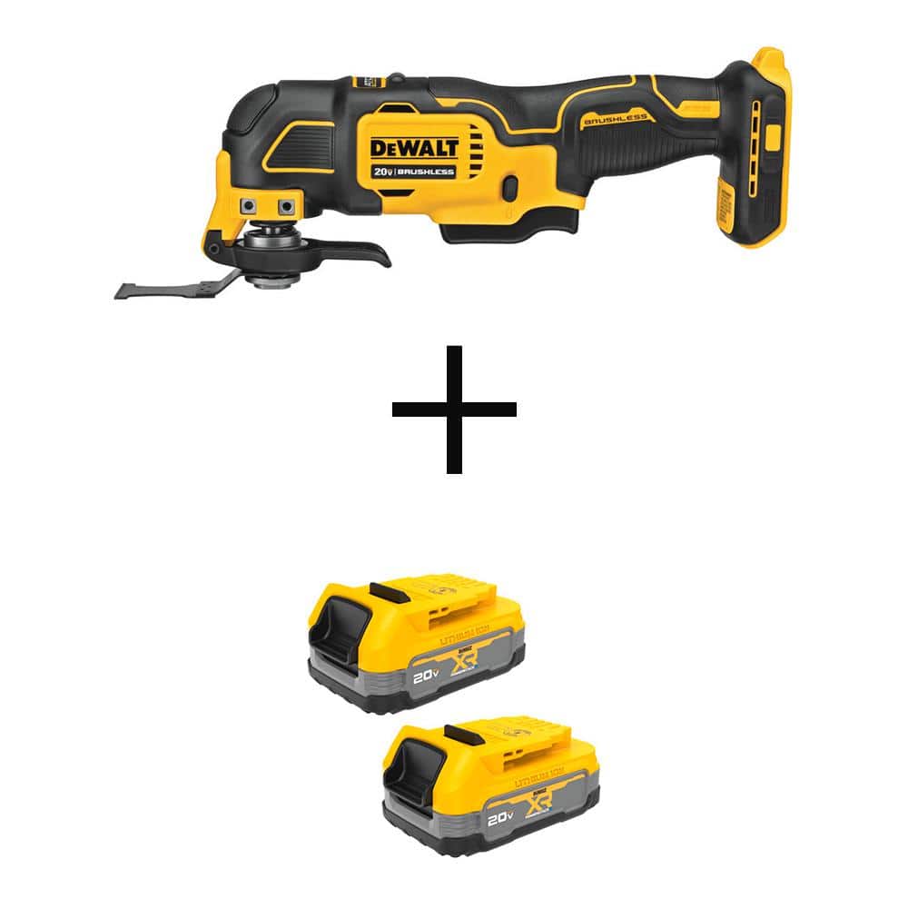 DEWALT ATOMIC 20V MAX Lithium-Ion Cordless Brushless Oscillating Multi Tool with (2) 20V MAX POWERSTACK Compact Batteries