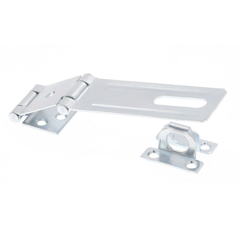 Prime-Line Door and Gate Double Safety Hasp Hinge Latch with Fixed Staple 4-3/8 inch with Screws Zinc Plated (Single Pack) (1)