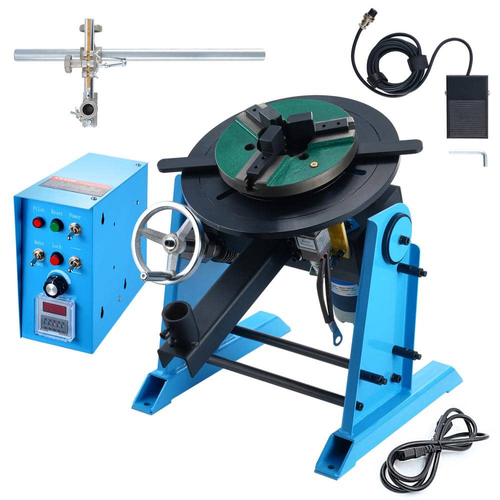 VEVOR 15 in. Stainless Steel Rotary Welding Positioner 30KG Welder Positioning Table 0-90º with 3-Jaw Chuck for Cutting (1)