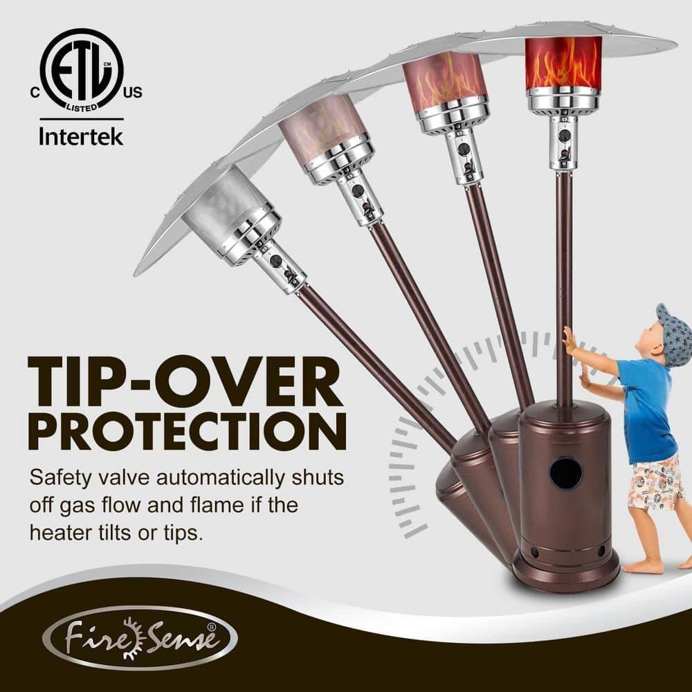 Fire Sense 48,000 BTU Aged Chestnut Propane Standing Patio Heater (3)