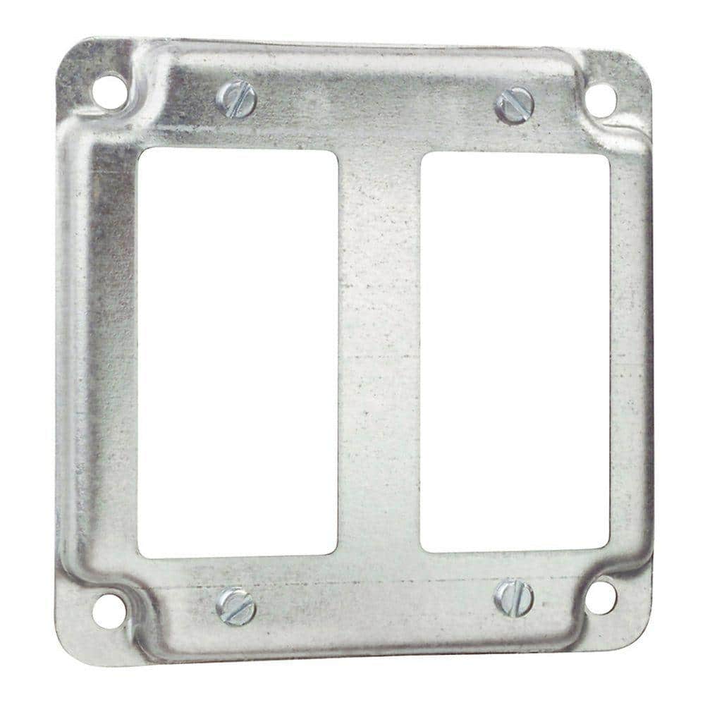 Steel City 4 in. Square Steel Metallic Box Cover for 2 GFCI Receptacles (RS17-10R)