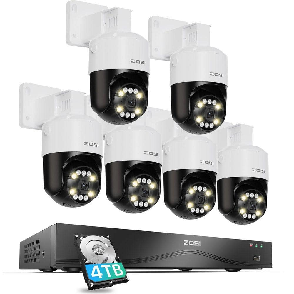 ZOSI 4K 8MP 16-Channel 4TB NVR POE Home Security Camera System with 6-360°Pan Tilt Wired Outdoor IP Cameras, 32CH Expandable (1)