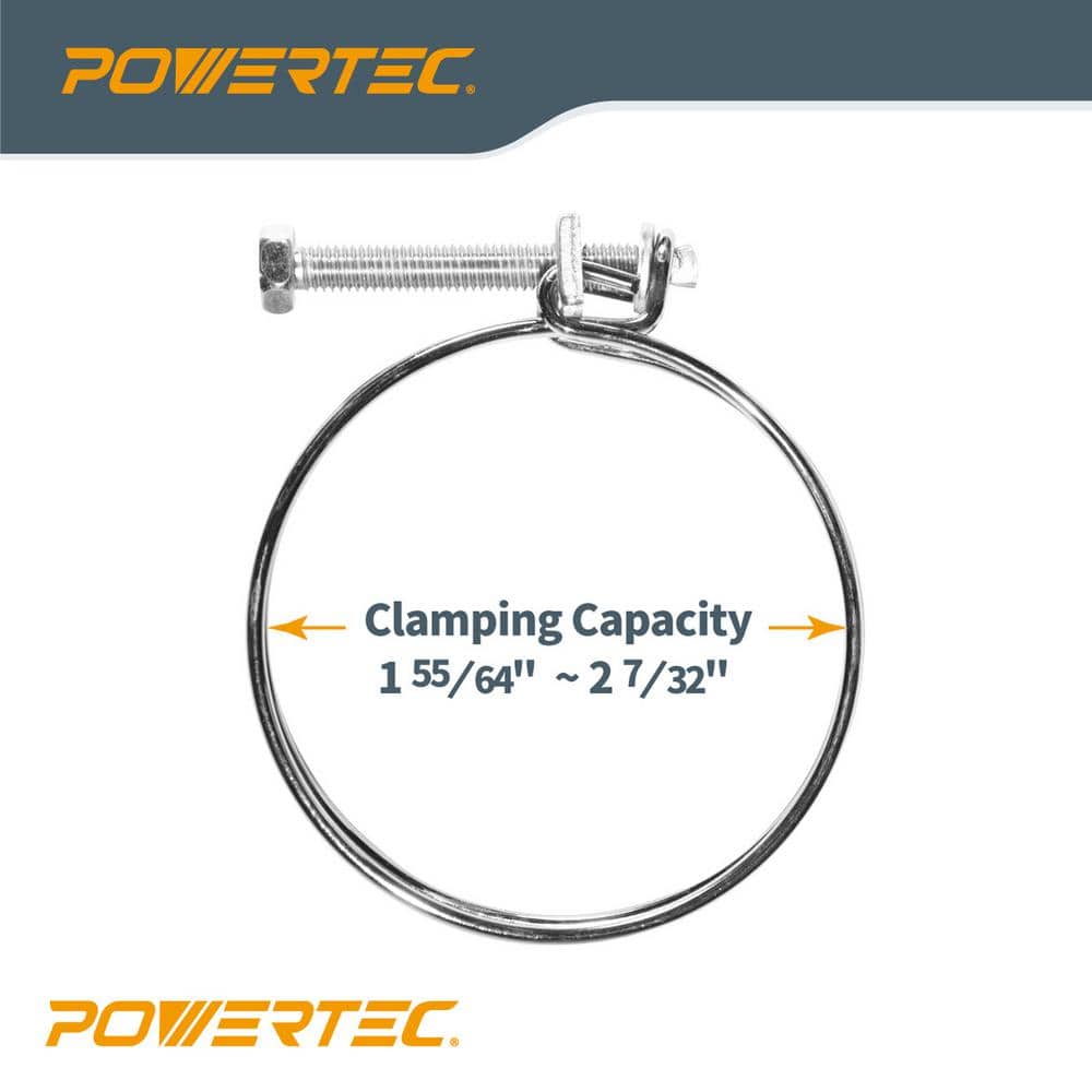 ‎POWERTEC 2 in. Double Wire Adjustable Carbon Steel Dust Collection Hose Clamp for Pool Pump Hose, Pipe and Worm Gear (10-Pack) (3)