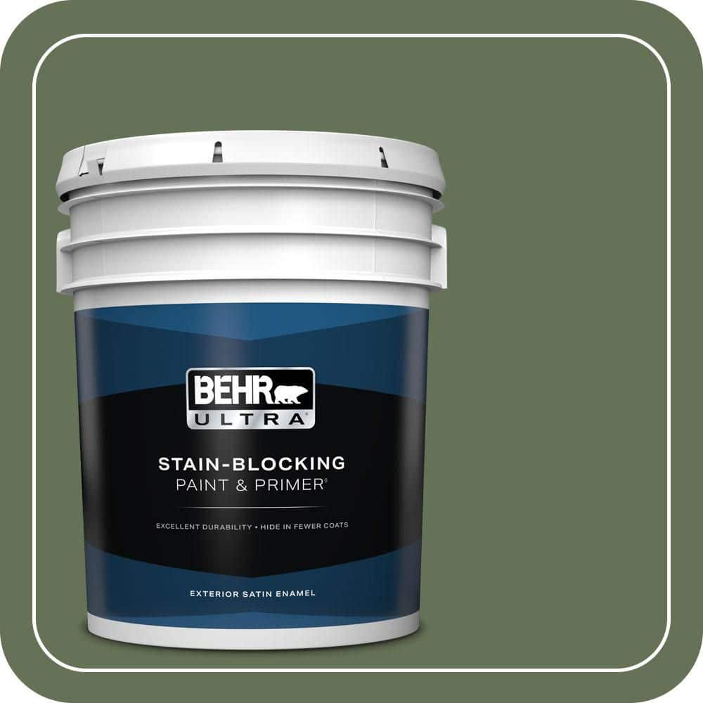 BEHR ULTRA 5 gal. #PMD-46 French Tarragon Satin Enamel Exterior Paint & Primer